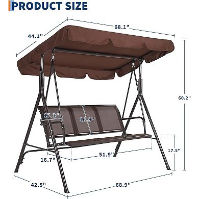 ANIXOL 3-Seat Textilene Outdoor Patio Swing with Canopy