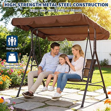 ANIXOL 3-Seat Textilene Outdoor Patio Swing with Canopy