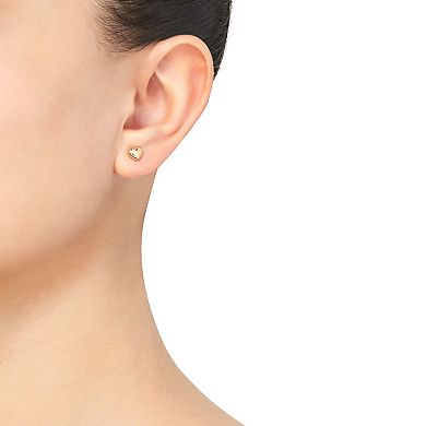 14k Gold Petite Puffy Heart Stud Earrings