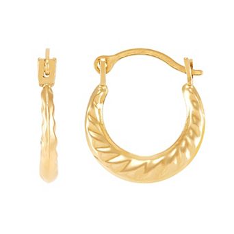 14k Gold Small Swirl Hoop Earrings