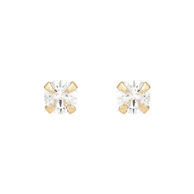 10k Gold Clear Cubic Zirconia Heart & Cross Earrings Set