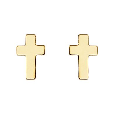 10k Gold Clear Cubic Zirconia Heart & Cross Earrings Set