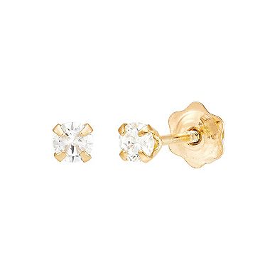 10k Gold Clear Cubic Zirconia Heart & Cross Earrings Set