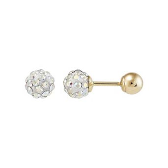 10k Gold Crystal Ball Stud Earrings
