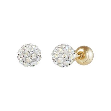 10k Gold Crystal Ball Stud Earrings