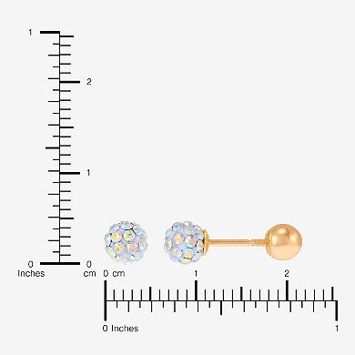 10k Gold Crystal Ball Stud Earrings