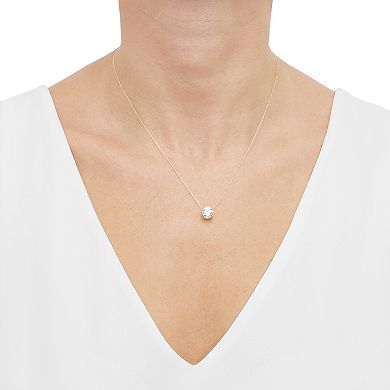 10k Gold Lab-Created White Sapphire Solitaire Necklace
