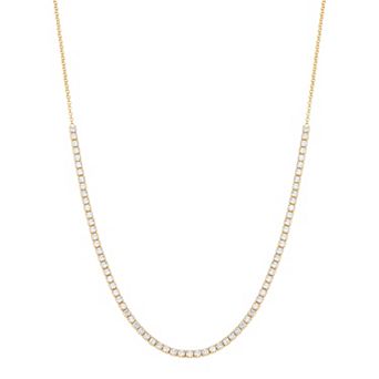 14k Gold Over Silver Cubic Zirconia Tennis Necklace