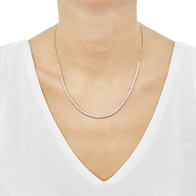 14k Gold Over Silver Cubic Zirconia Tennis Necklace