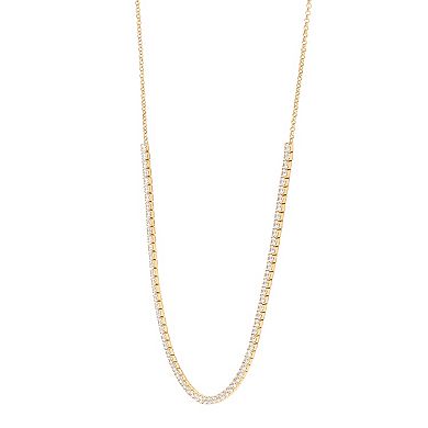 14k Gold Over Silver Cubic Zirconia Tennis Necklace