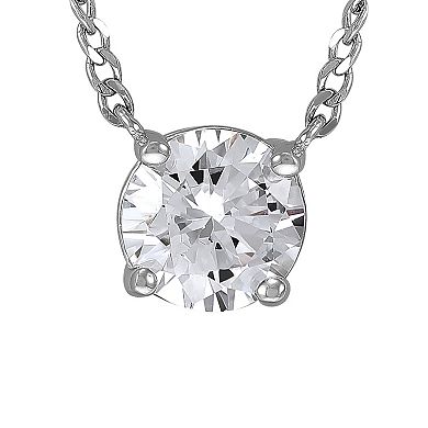 Sterling Silver Cubic Zirconia Solitaire Necklace
