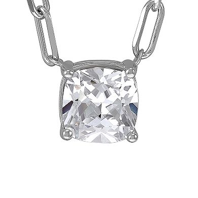 Sterling Silver Cubic Zirconia Round Solitaire Necklace