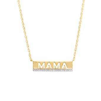 14k Gold Over Sterling Silver 1/10 Carat T.W. Diamond Mama Necklace