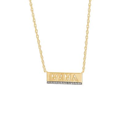 14k Gold Over Sterling Silver 1/10 Carat T.W. Diamond Mama Necklace