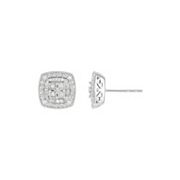 Sterling Silver 1/10 Carat T.W. Diamond Square Stud Earrings