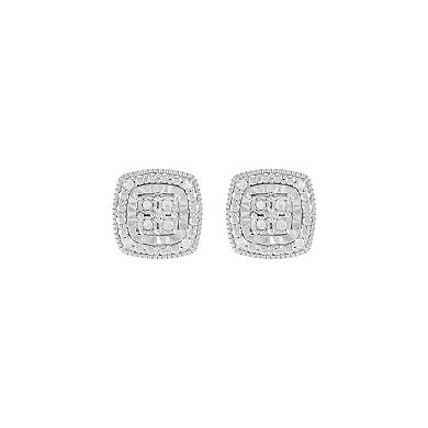 Sterling Silver 1/10 Carat T.W. Diamond Square Stud Earrings