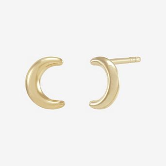 14k Gold Petite Moon Stud Earrings