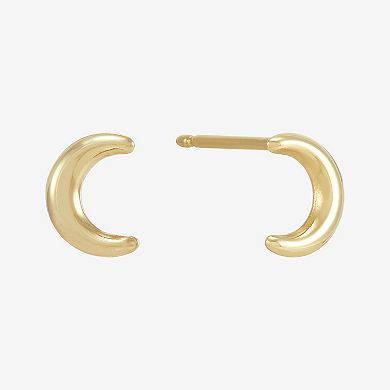 14k Gold Petite Moon Stud Earrings