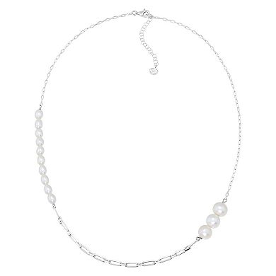 Sterling Silver Freshwater Cultured Pearls Station Necklace