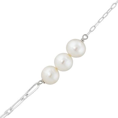 Sterling Silver Freshwater Cultured Pearls Station Necklace