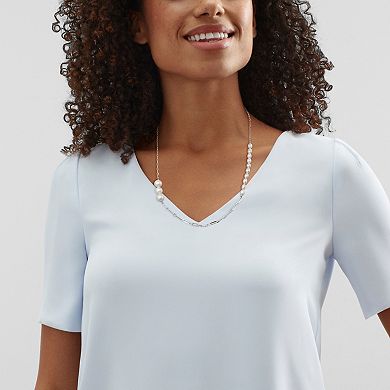 Sterling Silver Freshwater Cultured Pearls Station Necklace