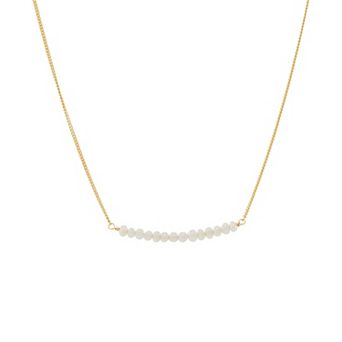 14k Gold Over Sterling Silver Freshwater Cultured Mini Pearl Bar Necklace