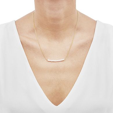 14k Gold Over Sterling Silver Freshwater Cultured Mini Pearl Bar Necklace