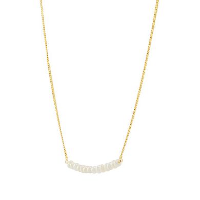 14k Gold Over Sterling Silver Freshwater Cultured Mini Pearl Bar Necklace
