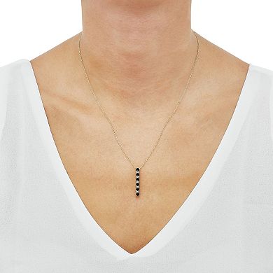 14k Gold Over Silver Lab-Created White Sapphire & Onyx Linear Pendant Necklace
