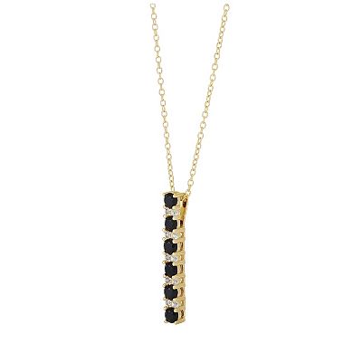 14k Gold Over Silver Lab-Created White Sapphire & Onyx Linear Pendant Necklace