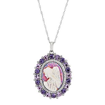 Sterling Silver Lab-Created Opal Framed Cameo Pendant Necklace