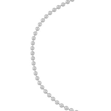 Sterling Silver Diamond Cut Bead Chain Solid Anklet