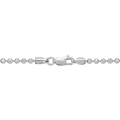 Sterling Silver Diamond Cut Bead Chain Solid Anklet