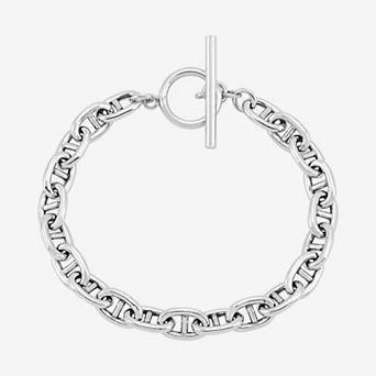 Sterling Silver Polished Mariner Chain Toggle Bracelet