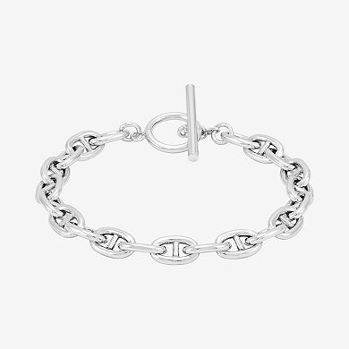 Sterling Silver Polished Mariner Chain Toggle Bracelet