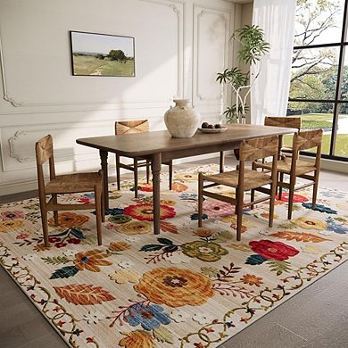 Machine Washable 5’x7’ Floral Vintage Area Rug