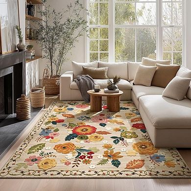 Machine Washable 5’x7’ Floral Vintage Area Rug