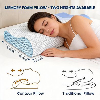 Contour Memory Foam Neck Pillow for Side Sleeper Bed Support