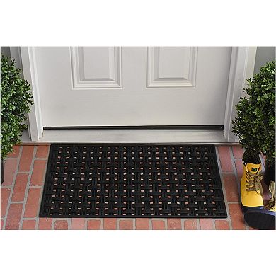 HomeRoots 18" X 30" Black Rubber Weave Outdoor Door Mat