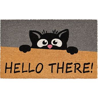 HomeRoots 18" X 30" Beige and Black Coir Animal Print Outdoor Door Mat