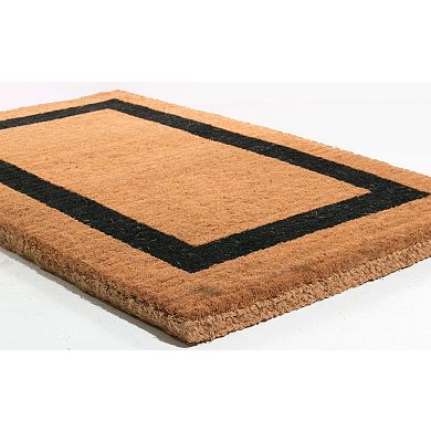 HomeRoots 36" X 60" Brown and Black Coir Outdoor Door Mat