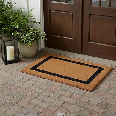 HomeRoots 36" X 60" Brown and Black Coir Outdoor Door Mat