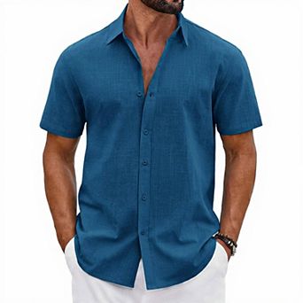 Men's Short Sleeve Linen Wedding Shirt
