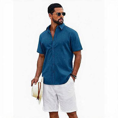 Men's Short Sleeve Linen Wedding Shirt