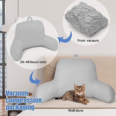 Silk Reading Pillow with Arms for Bed Couch Support