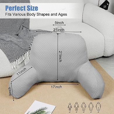 Silk Reading Pillow with Arms for Bed Couch Support