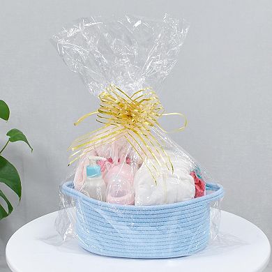 Small Rope Basket with Handles Decorative Woven Storage Bin Cube