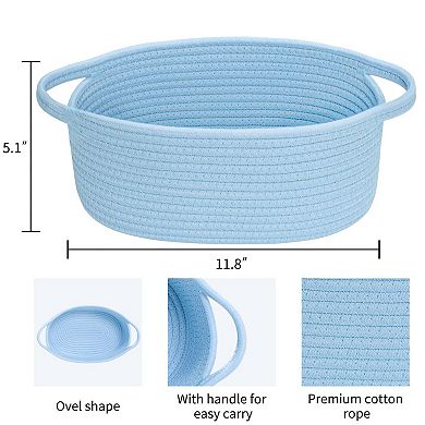 Small Rope Basket with Handles Decorative Woven Storage Bin Cube