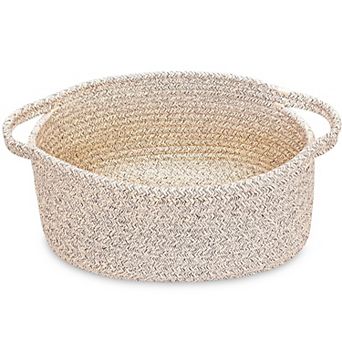 Small Rope Basket with Handles Decorative Woven Storage Bin Cube