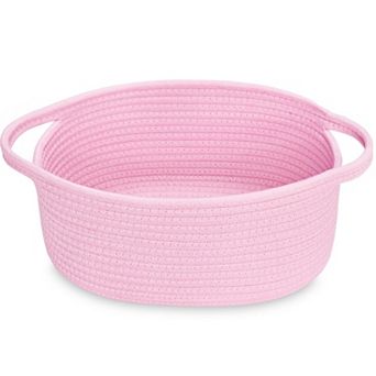 Small Rope Basket with Handles Decorative Woven Storage Bin Cube